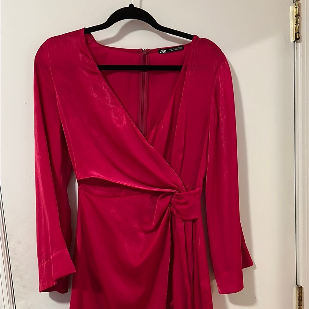 Chic Pink (Raspberry Color) Wrap Dress - Picture 2 of 10